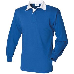 Front Row Men's Long Sleeve Classic Rugby Polo Shirt in Mid Blue Size: Large Mid Blue L Front Row Men's Long Sleeve Classic Rugby Polo Shirt in Mid Blue Size: Large Mid Blue L
