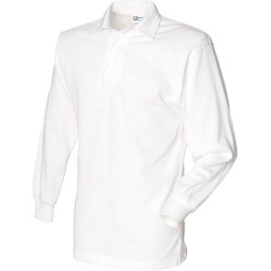 Front Row Men's Long Sleeve Classic Rugby Polo Shirt in White Size: XL White XL Front Row Men's Long Sleeve Classic Rugby Polo Shirt in White Size: XL White XL