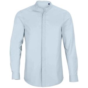 NEOBLU Men's Poplin Bart Mao Collar Long-Sleeved Formal Shirt in Blue Size: Large Blue L NEOBLU Men's Poplin Bart Mao Collar Long-Sleeved Formal Shirt in Blue Size: Large Blue L
