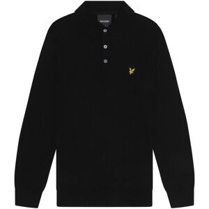 Lyle & Scott Men's Knitted Cotton Merino Long-Sleeved Polo Shirt in Black Size: Small Black S Lyle & Scott Men's Knitted Cotton Merino Long-Sleeved Polo Shirt in Black Size: Small Black S
