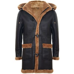 Infinity Leather Men's Winter Sheepskin Hooded Duffle Coat-Helsinki in Brown Size: Large Brown L Infinity Leather Men's Winter Sheepskin Hooded Duffle Coat-Helsinki in Brown Size: Large Brown L