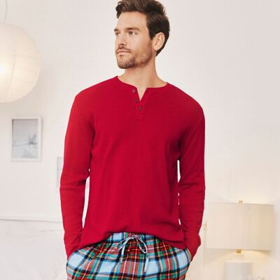 lands end Lands' End Men's Henley Pyjama T-shirt in Crimson Size: XL Crimson XL lands end Lands' End Men's Henley Pyjama T-shirt in Crimson Size: XL Crimson XL