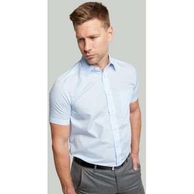 Double TWO Men's Glacier Blue Short Sleeved Cotton Rich Non-Iron Shirt Size: 17 inches Blue 17 inches Double TWO Men's Glacier Blue Short Sleeved Cotton Rich Non-Iron Shirt Size: 17 inches Blue 17 inches