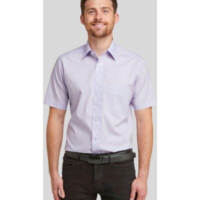 Double TWO Men's Lilac Classic Easy Care Short Sleeve Shirt in Purple Size: 17 inches Purple 17 inches Double TWO Men's Lilac Classic Easy Care Short Sleeve Shirt in Purple Size: 17 inches Purple 17 inches