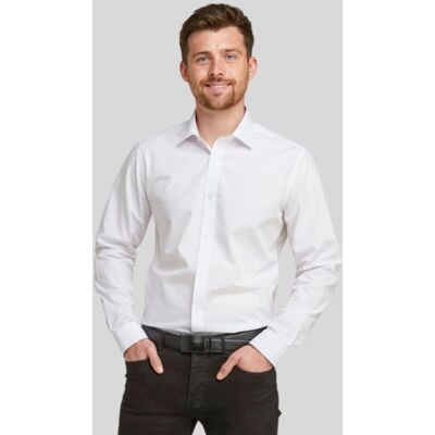 Double TWO Men's Slim Fit White Long Sleeve Non-Iron Shirt Size: 18 inches White 18 inches Double TWO Men's Slim Fit White Long Sleeve Non-Iron Shirt Size: 18 inches White 18 inches