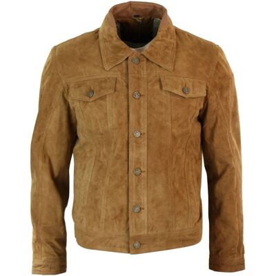 TruClothing Men's Vintage Denim Retro Suede Leather Jacket in Tan Size: 5XL Tan 5XL TruClothing Men's Vintage Denim Retro Suede Leather Jacket in Tan Size: 5XL Tan 5XL