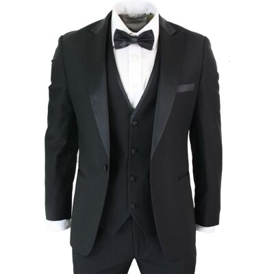 Paul Andrew Men's Regent 3 Piece Blue Classic Tuxedo Suit in Black Size: 38R Black 38R Paul Andrew Men's Regent 3 Piece Blue Classic Tuxedo Suit in Black Size: 38R Black 38R