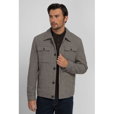 Steel & Jelly Men's Hawkridge - Houndstooth Wool Blend Harrington Jacket in Grey Size: XL Grey XL Steel & Jelly Men's Hawkridge - Houndstooth Wool Blend Harrington Jacket in Grey Size: XL Grey XL