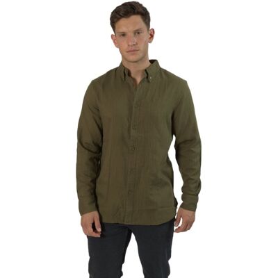 TopLook London Men's Business Casual Shirt Button-Down Semi Formal Shirt in Dark Olive Size: Small Dark Olive S TopLook London Men's Business Casual Shirt Button-Down Semi Formal Shirt in Dark Olive Size: Small Dark Olive S