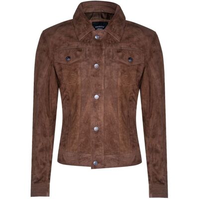 Infinity Leather Men's Goat Suede Leather Jeans Jacket-Adelaide in Tan Size: 5XL Tan 5XL Infinity Leather Men's Goat Suede Leather Jeans Jacket-Adelaide in Tan Size: 5XL Tan 5XL