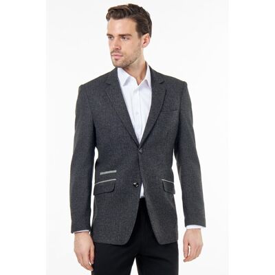 XPOSED Men's BRUCE Herringbone Wool Blazer in Charcoal Size: 44 Charcoal 44 XPOSED Men's BRUCE Herringbone Wool Blazer in Charcoal Size: 44 Charcoal 44