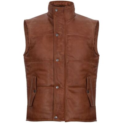 Infinity Leather Men's Puffer Warmer Waistcoat Sleeveless Padded Leather Jacket in Tan Size: 5XL Tan 5XL Infinity Leather Men's Puffer Warmer Waistcoat Sleeveless Padded Leather Jacket in Tan Size: 5XL Tan 5XL