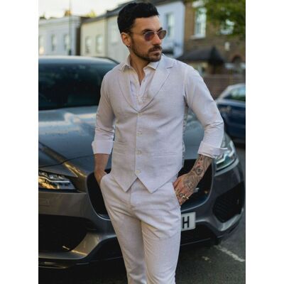Infinity Leather Men's Summer 2 Piece Suit Linen Formal Waistcoat Trousers in Grey Size: 42R Grey 42R Infinity Leather Men's Summer 2 Piece Suit Linen Formal Waistcoat Trousers in Grey Size: 42R Grey 42R