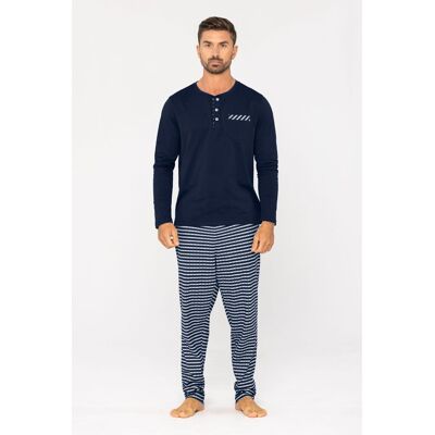Enorsia Men's Cotton Rich Jersey Pyjamas Set in Navy Size: 2XL Navy 2XL Enorsia Men's Cotton Rich Jersey Pyjamas Set in Navy Size: 2XL Navy 2XL
