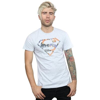 DC Comics Superman Floral Logo 2 T-Shirt - Sport Grey DC Comics Superman Floral Logo 2 T-Shirt - Sport Grey
