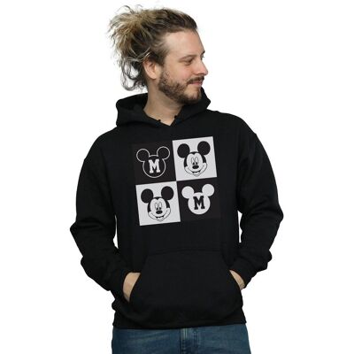 Disney Men's Mickey Mouse Smiling Squares Hoodie in Black Size: XL Black XL Disney Men's Mickey Mouse Smiling Squares Hoodie in Black Size: XL Black XL