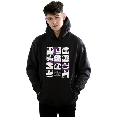 Disney Men's Nightmare Before Christmas Many Faces Of Jack Squares Hoodie in Black Size: 5XL Black 5XL Disney Men's Nightmare Before Christmas Many Faces Of Jack Squares Hoodie in Black Size: 5XL Black 5XL