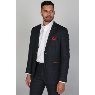 Paul Andrew Men's Madrid - Check Tweed Blazer in Navy Size: 34R Navy 34R Paul Andrew Men's Madrid - Check Tweed Blazer in Navy Size: 34R Navy 34R