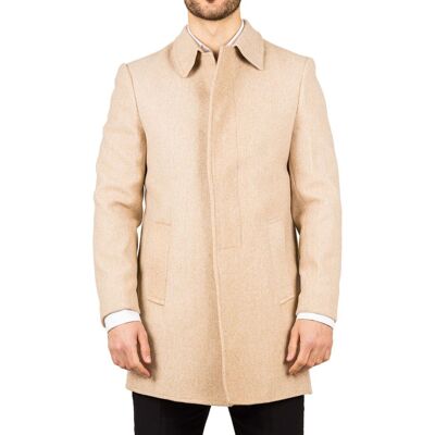 TruClothing Men's Classic Collar Wool Blend Overcoat Classic Trench Coat Winter Jacket in Beige Size: 5XL Beige 5XL TruClothing Men's Classic Collar Wool Blend Overcoat Classic Trench Coat Winter Jacket in Beige Size: 5XL Beige 5XL