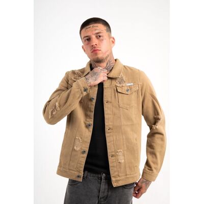 Liquor n Poker Men's Norton Denim Jacket In Tan With Distressing Size: Medium Tan M Liquor n Poker Men's Norton Denim Jacket In Tan With Distressing Size: Medium Tan M