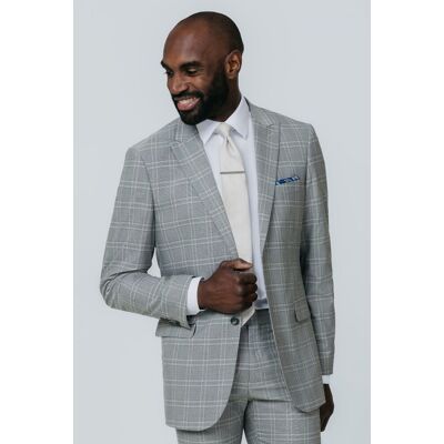 Dobell Men's Grey with Tan Check 2 Piece Suit Size: 38R Grey 38R Dobell Men's Grey with Tan Check 2 Piece Suit Size: 38R Grey 38R