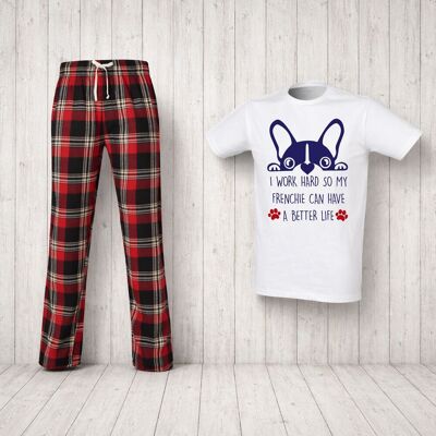 60 SECOND MAKEOVER Men's I Work Hard So My Frenchie Can Have A Better Life Pyjama Set in Red Size: XL Red XL 60 SECOND MAKEOVER Men's I Work Hard So My Frenchie Can Have A Better Life Pyjama Set in Red Size: XL Red XL