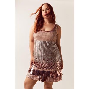 NastyGal Plus Size Mixed Sequin Fringe Mini Shift Dress