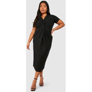 boohoo Plus Twist Front Detail Wrape Midi Dress