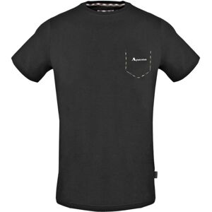 Aquascutum Check Pocket Trim Black T-Shirt