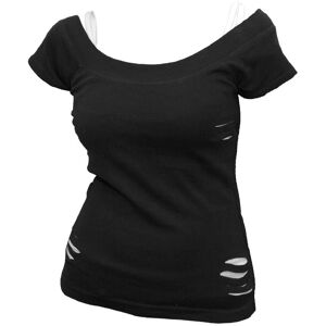 Spiral Women's URBAN FASHION - 2in1 White Ripped Top Black Size: Medium Black M Spiral Women's URBAN FASHION - 2in1 White Ripped Top Black Size: Medium Black M
