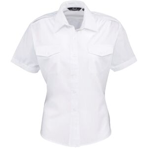 Premier Women's Short Sleeve Pilot Blouse Plain Work Shirt in White Size: 8 White 8 Premier Women's Short Sleeve Pilot Blouse Plain Work Shirt in White Size: 8 White 8