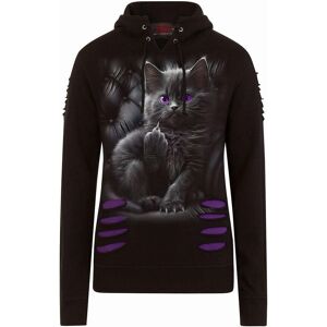 Spiral Women's CATTITUDE - Large Hood Ripped Hoody Purple-Black in Black Size: Medium Black M Spiral Women's CATTITUDE - Large Hood Ripped Hoody Purple-Black in Black Size: Medium Black M