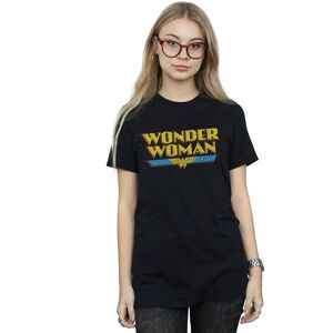 DC Comics Women's Wonder Woman Crackle Logo Cotton Boyfriend T-Shirt in Black Size: Medium Black M DC Comics Women's Wonder Woman Crackle Logo Cotton Boyfriend T-Shirt in Black Size: Medium Black M