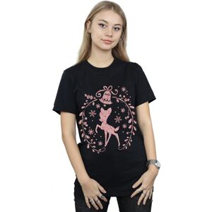 Disney Women's Bambi Christmas Wreath Cotton Boyfriend T-Shirt in Black Size: 3XL Black 3XL Disney Women's Bambi Christmas Wreath Cotton Boyfriend T-Shirt in Black Size: 3XL Black 3XL