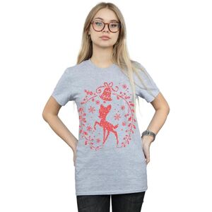 Disney Women's Bambi Christmas Wreath Cotton Boyfriend T-Shirt in Grey Size: 3XL Grey 3XL Disney Women's Bambi Christmas Wreath Cotton Boyfriend T-Shirt in Grey Size: 3XL Grey 3XL