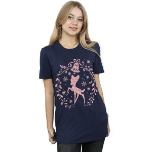 Disney Women's Bambi Christmas Wreath Cotton Boyfriend T-Shirt in Navy Size: Large Navy L Disney Women's Bambi Christmas Wreath Cotton Boyfriend T-Shirt in Navy Size: Large Navy L
