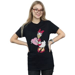 Disney Women's Daisy Duck Love Heart Cotton Boyfriend T-Shirt in Black Size: Large Black L Disney Women's Daisy Duck Love Heart Cotton Boyfriend T-Shirt in Black Size: Large Black L