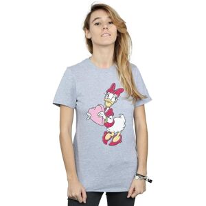 Disney Women's Daisy Duck Love Heart Cotton Boyfriend T-Shirt in Grey Size: Large Grey L Disney Women's Daisy Duck Love Heart Cotton Boyfriend T-Shirt in Grey Size: Large Grey L
