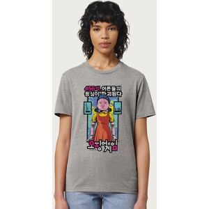 Squid Game Women's Red Light Green Light Doll 456 Billion Relaxed Fit T-Shirt in Mid Grey Size: Medium Mid Grey M Squid Game Women's Red Light Green Light Doll 456 Billion Relaxed Fit T-Shirt in Mid Grey Size: Medium Mid Grey M