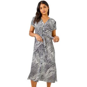 Roman Women's Abstract Wave Print Tie Knot Detail Dress in Black Size: 20 Black 20 Roman Women's Abstract Wave Print Tie Knot Detail Dress in Black Size: 20 Black 20