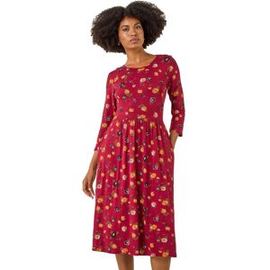 Roman Women's Floral Print Pocket Detail Midi Dress in Orange Size: 18 Orange 18 Roman Women's Floral Print Pocket Detail Midi Dress in Orange Size: 18 Orange 18