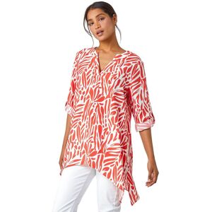 Roman Women's Spot Print V-Neck Hanky Hem Tunic Top in Orange Size: 10 Orange 10 Roman Women's Spot Print V-Neck Hanky Hem Tunic Top in Orange Size: 10 Orange 10