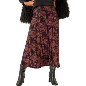 Roman Women's Paisley Print Midi Stretch Skirt in Pink Size: 18 Pink 18 Roman Women's Paisley Print Midi Stretch Skirt in Pink Size: 18 Pink 18