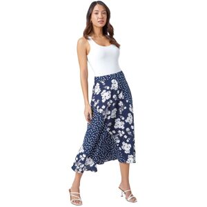 Roman Women's Mixed Floral Spot Print A Line Midi Skirt in Blue Size: 18 Blue 18 Roman Women's Mixed Floral Spot Print A Line Midi Skirt in Blue Size: 18 Blue 18