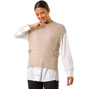 Roman Women's Contrast 2 In 1 Knit Jumper in Natural Size: 12 Natural 12 Roman Women's Contrast 2 In 1 Knit Jumper in Natural Size: 12 Natural 12
