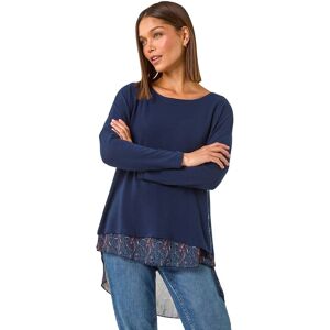 Roman Women's 2 in 1 Contrast Hem Detail Stretch Top in Midnight Size: 16 Midnight 16 Roman Women's 2 in 1 Contrast Hem Detail Stretch Top in Midnight Size: 16 Midnight 16