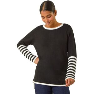 Roman Women's Contrast Stripe Detail Knit Jumper in Black Size: 18 Black 18 Roman Women's Contrast Stripe Detail Knit Jumper in Black Size: 18 Black 18
