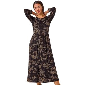 Roman Women's Paisley Pocket Stretch Midi Dress in Tan Size: 16 Tan 16 Roman Women's Paisley Pocket Stretch Midi Dress in Tan Size: 16 Tan 16