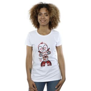 Marvel Women's Deadpool Love Beam Line Cotton T-Shirt in White Size: 2XL White 2XL Marvel Women's Deadpool Love Beam Line Cotton T-Shirt in White Size: 2XL White 2XL