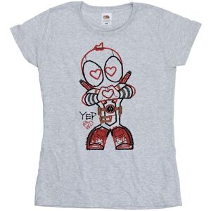 Marvel Women's Deadpool Love Beam Line Cotton T-Shirt in Grey Size: Large Grey L Marvel Women's Deadpool Love Beam Line Cotton T-Shirt in Grey Size: Large Grey L